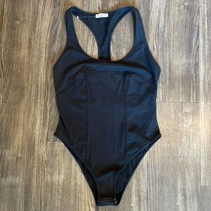 NWOT Free People Racerback Bodysuit, XS, Black